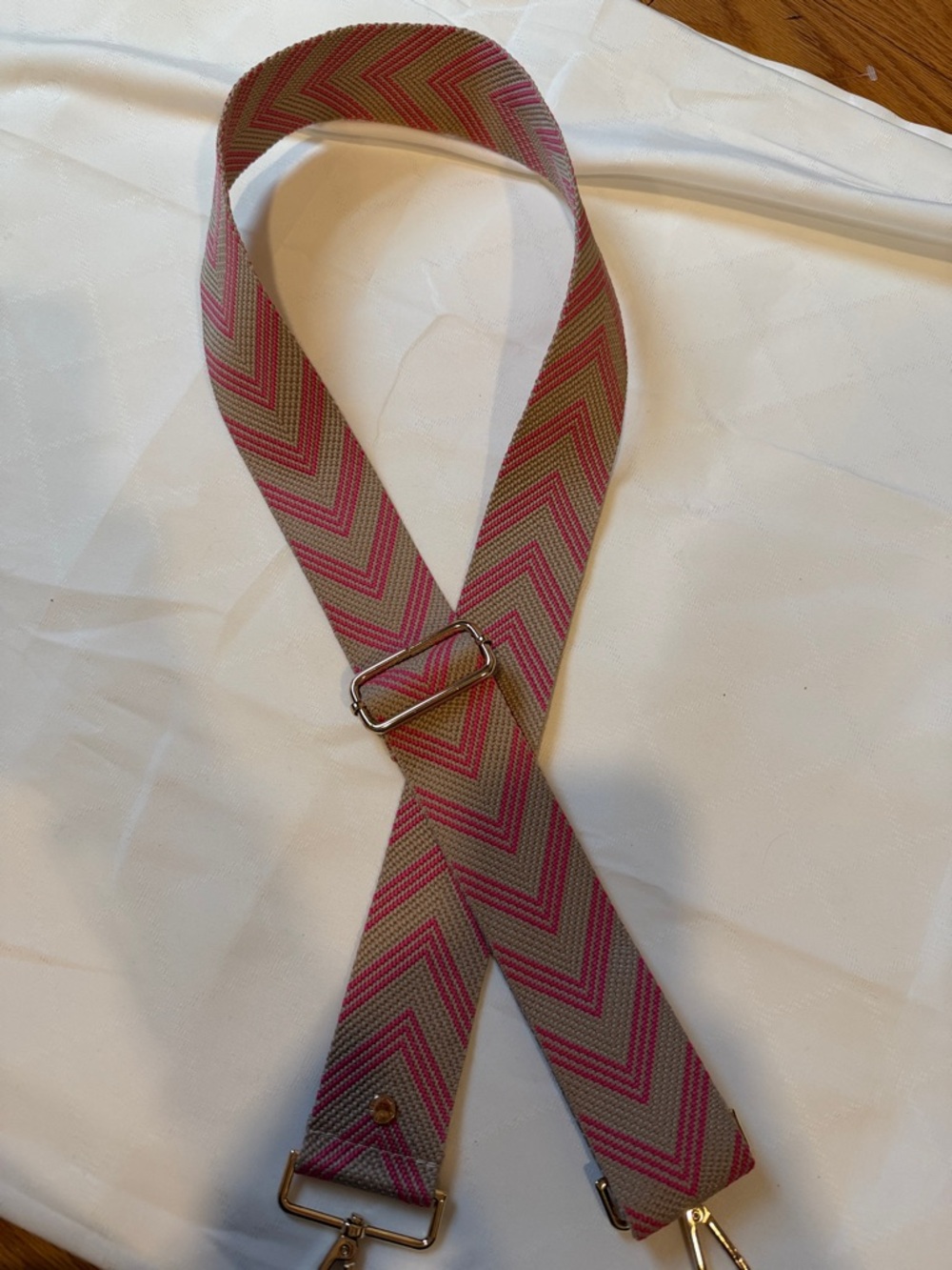 Adjustable Pink Chevron Guitar Strap - made by POM POM